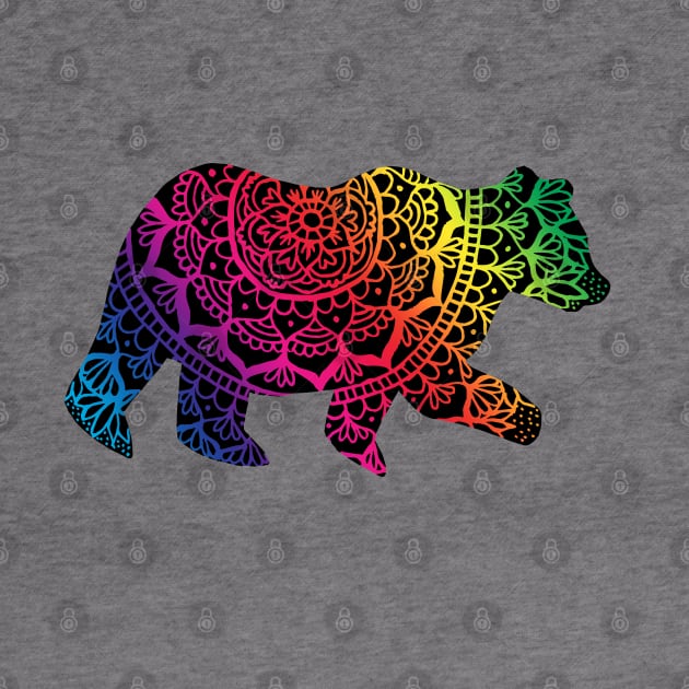 Rainbow Mandala Pride Bear by julieerindesigns